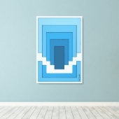 Rechthoek Abstract in blauw Canvas Afdruk (Insitu (Houten vloer))