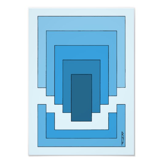 Rechthoek Abstract in blauw Foto Afdruk (Voorkant)