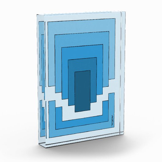 Rechthoek Abstract in blauw Fotoblokken (Links)