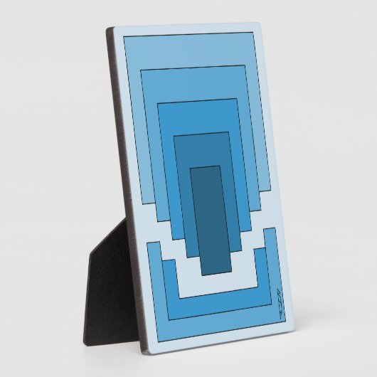 Rechthoek Abstract in blauw Fotoplaat (Zijkant)