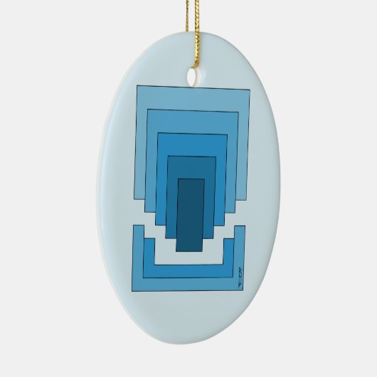 Rechthoek Abstract in blauw Keramisch Ornament (Rechts)