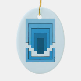 Rechthoek Abstract in blauw Keramisch Ornament