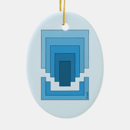 Rechthoek Abstract in blauw Keramisch Ornament (Achterkant)