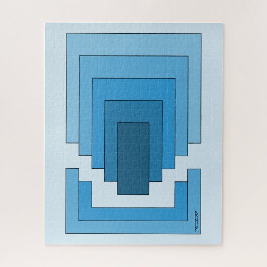 Rechthoek Abstract in blauw Legpuzzel (Verticaal)
