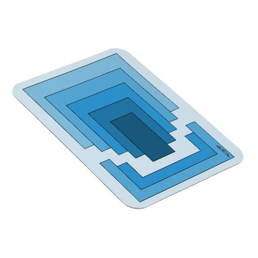 Rechthoek Abstract in blauw Magneet (Rechterzijde)