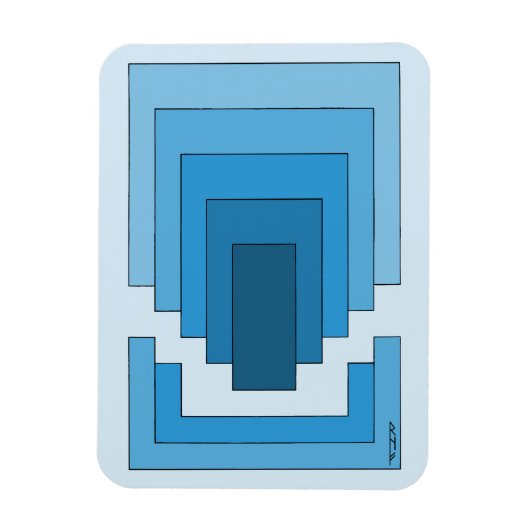 Rechthoek Abstract in blauw Magneet (Verticaal)