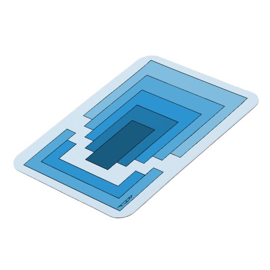 Rechthoek Abstract in blauw Magneet (Linkerzijde)