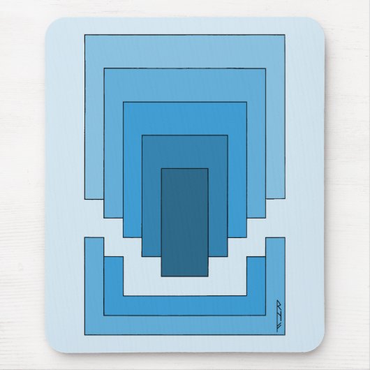 Rechthoek Abstract in blauw Muismat (Voorkant)