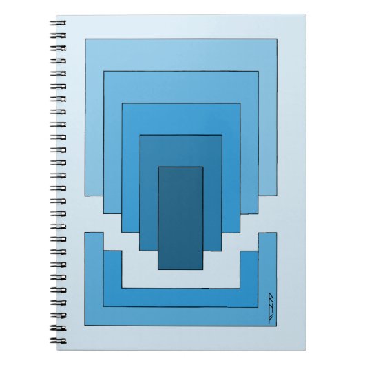 Rechthoek Abstract in blauw Notitieboek (Voorkant)