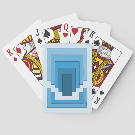 Rechthoek Abstract in blauw Pokerkaarten (Achterkant)