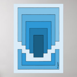 Rechthoek Abstract in blauw Poster
