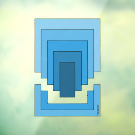 Rechthoek Abstract in blauw Raamsticker