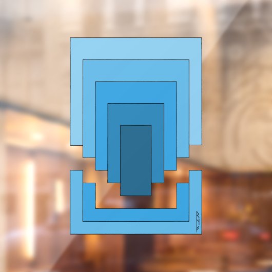 Rechthoek Abstract in blauw Raamsticker (Vel 2)