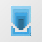 Rechthoek Abstract in blauw Raamsticker (Vel)