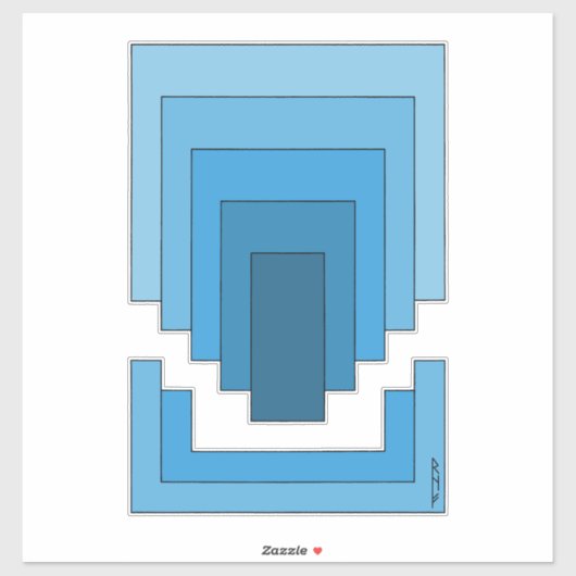 Rechthoek Abstract in blauw Sticker (Vel)