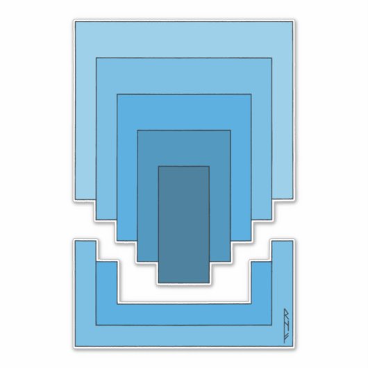 Rechthoek Abstract in blauw Sticker (Voorkant)