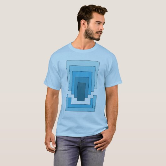 Rechthoek Abstract in blauw T-shirt (Voorkant volledig)