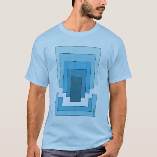 Rechthoek Abstract in blauw T-shirt (Voorkant)