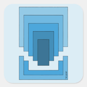 Rechthoek Abstract in Blauw Vierkante Sticker