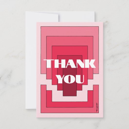 Rechthoek Abstract in rood Bedankkaart (Voorkant)