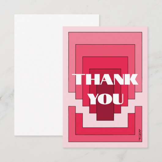 Rechthoek Abstract in rood Bedankkaart (Voorkant / Achterkant)
