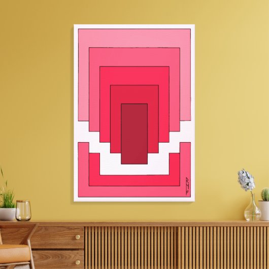 Rechthoek Abstract in rood Canvas Afdruk (Insitu (Woonkamer))