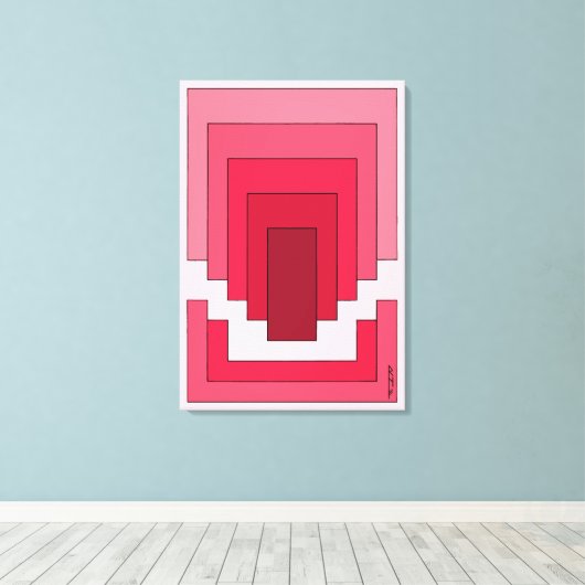 Rechthoek Abstract in rood Canvas Afdruk (Insitu (Houten vloer))