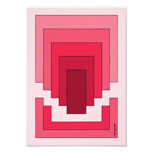 Rechthoek Abstract in rood Foto Afdruk (Voorkant)