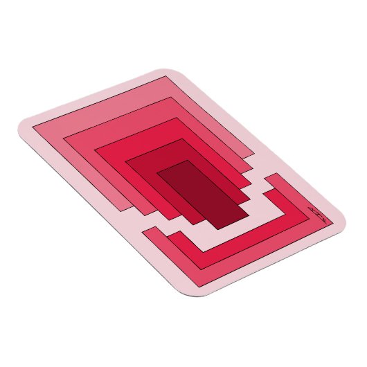 Rechthoek Abstract in rood Magneet (Rechterzijde)