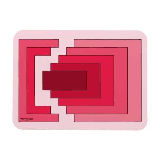 Rechthoek Abstract in rood Magneet (Horizontaal)