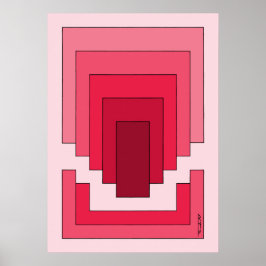 Rechthoek Abstract in rood Poster