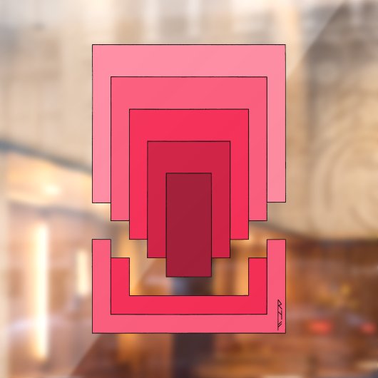 Rechthoek Abstract in rood Raamsticker (Vel 2)