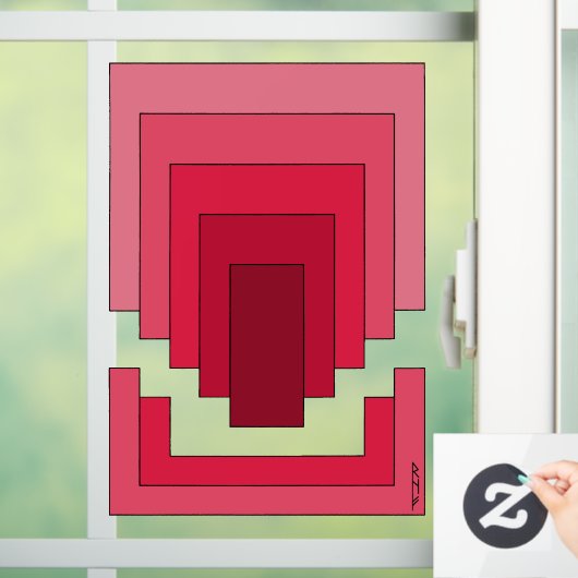 Rechthoek Abstract in rood Raamsticker (Huis)