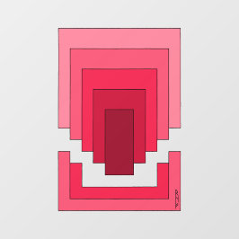 Rechthoek Abstract in rood Raamsticker