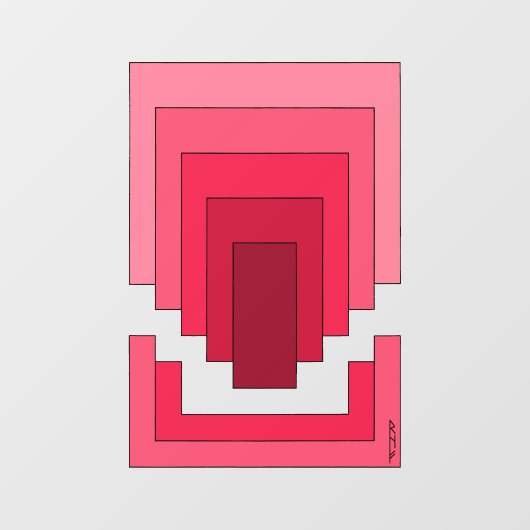 Rechthoek Abstract in rood Raamsticker (Vel)