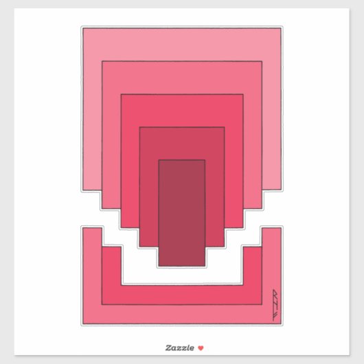 Rechthoek Abstract in rood Sticker (Vel)