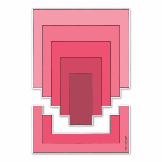 Rechthoek Abstract in rood Sticker (Voorkant)