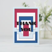 Rechthoek Abstract in rood, wit en blauw Bedankkaart (Staand voorkant)