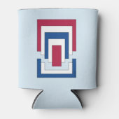 Rechthoek Abstract in rood, wit en blauw Blikjeskoeler (Voorkant)