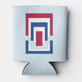 Rechthoek Abstract in rood, wit en blauw Blikjeskoeler