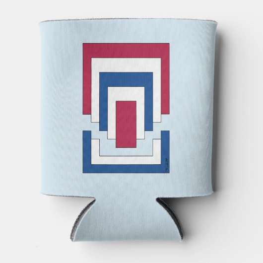 Rechthoek Abstract in rood, wit en blauw Blikjeskoeler (Voorkant)