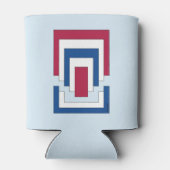 Rechthoek Abstract in rood, wit en blauw Blikjeskoeler (Achterkant)