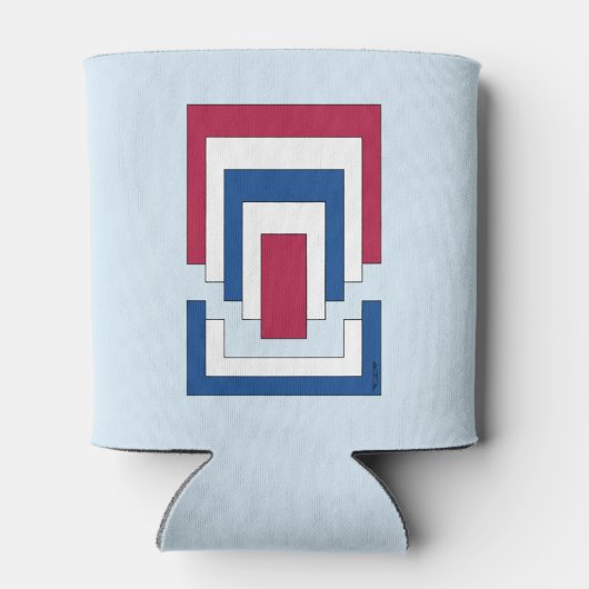 Rechthoek Abstract in rood, wit en blauw Blikjeskoeler (Achterkant)