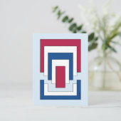 Rechthoek Abstract in rood, wit en blauw Briefkaart (Staand voorkant)