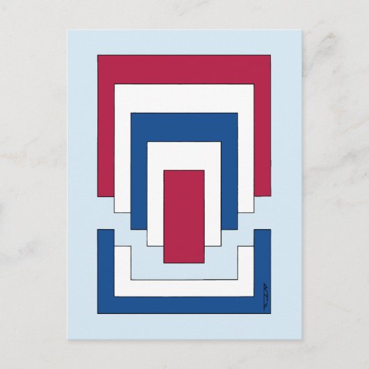 Rechthoek Abstract in rood, wit en blauw Briefkaart (Voorkant)