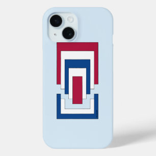 Rechthoek Abstract in rood, wit en blauw iPhone 15 Case