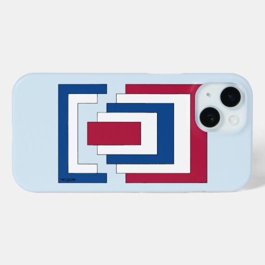 Rechthoek Abstract in rood, wit en blauw Case-Mate iPhone Case (Achterkant (horizontaal))