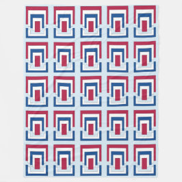 Rechthoek Abstract in rood, wit en blauw Fleece Deken