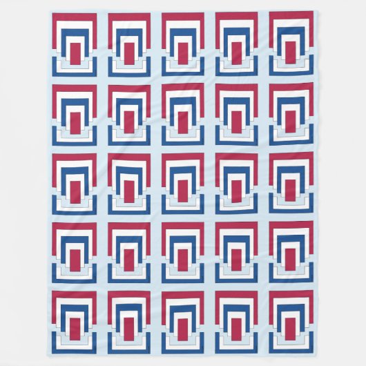 Rechthoek Abstract in rood, wit en blauw Fleece Deken (Voorkant)