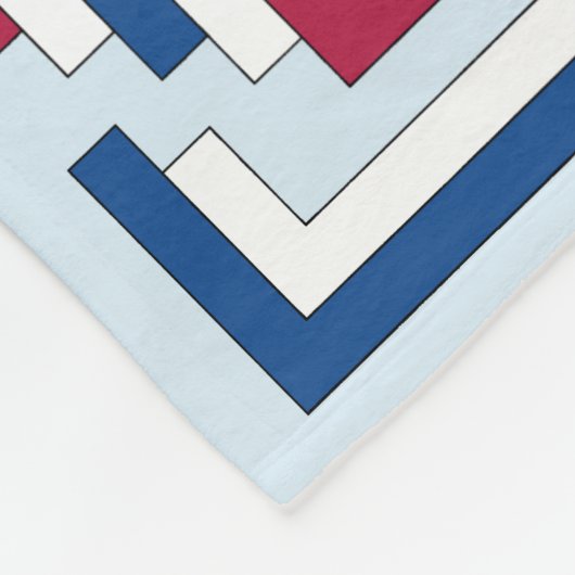 Rechthoek Abstract in rood, wit en blauw Fleece Deken (Hoek)